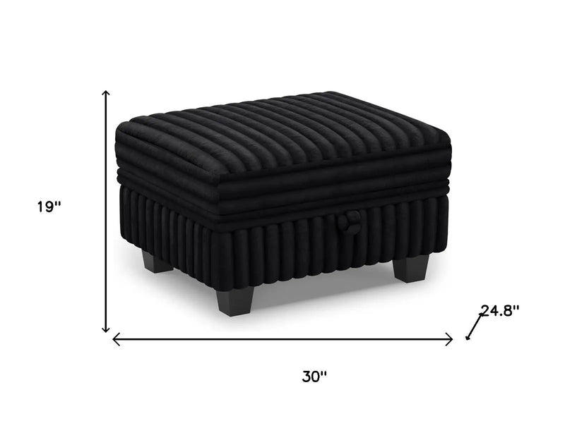 30" Black Faux Fur Storage Ottoman Homeroots Living Room