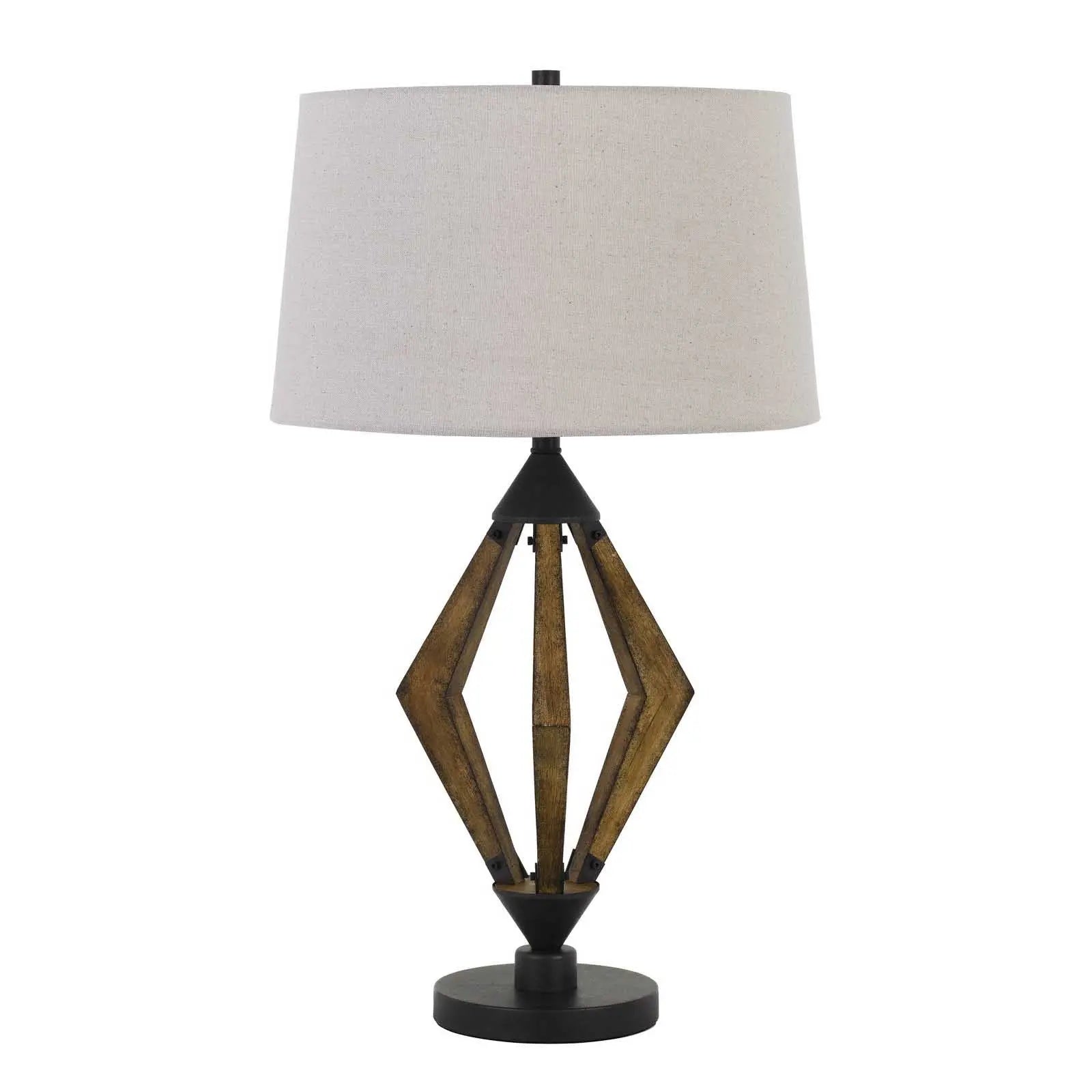 30" Black Metal Lantern Table Lamp With Gray Empire Shade Homeroots Lighting
