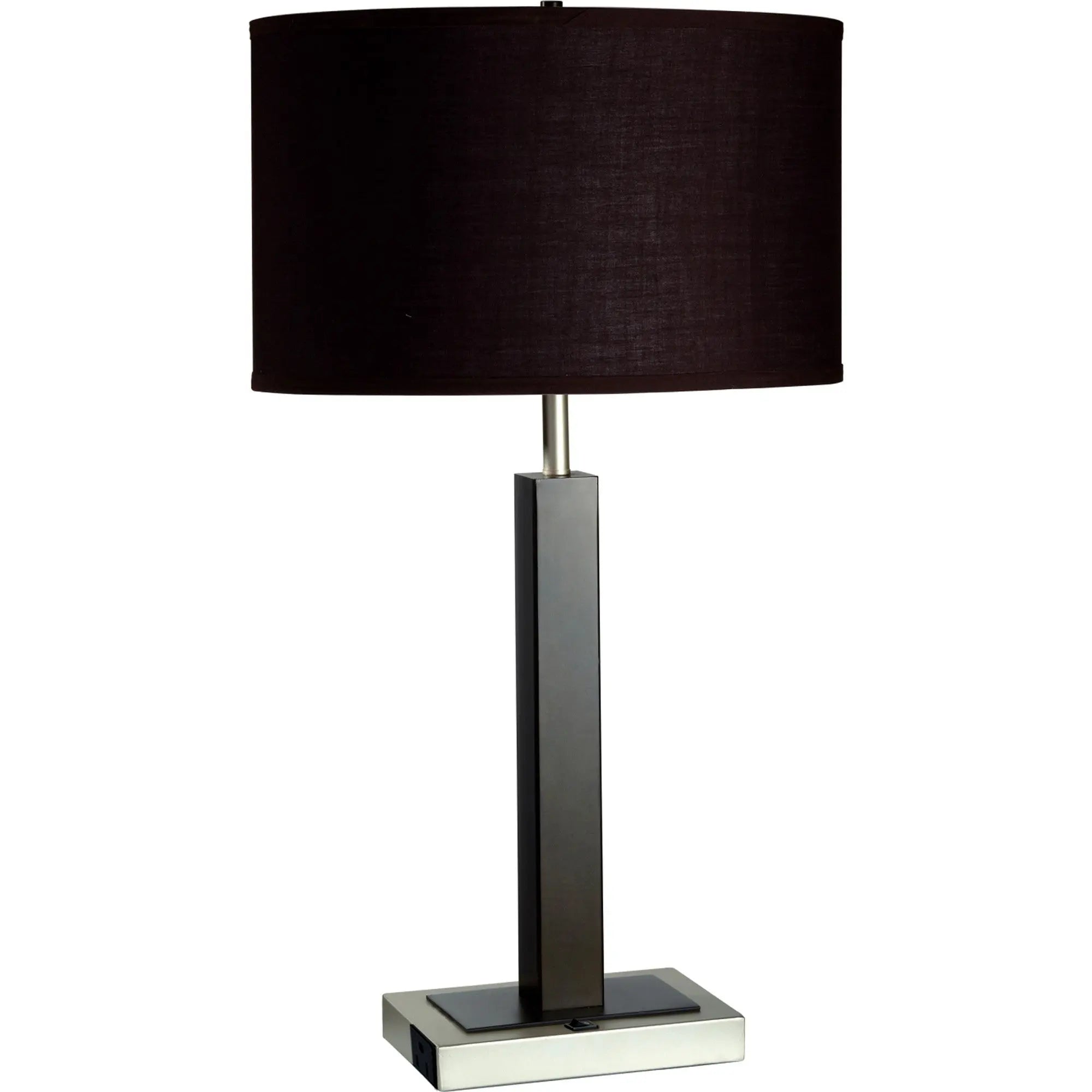 30" Black Polyresin Table Lamp With Brown Classic Drum Shade Homeroots Lighting