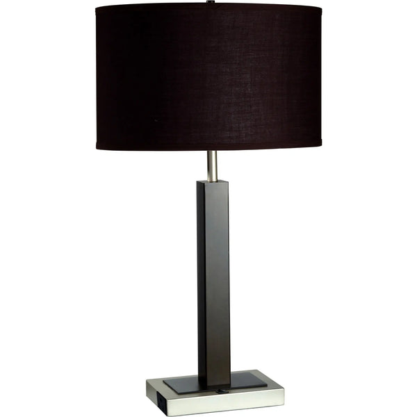 30" Black Polyresin Table Lamp With Brown Classic Drum Shade Homeroots Lighting