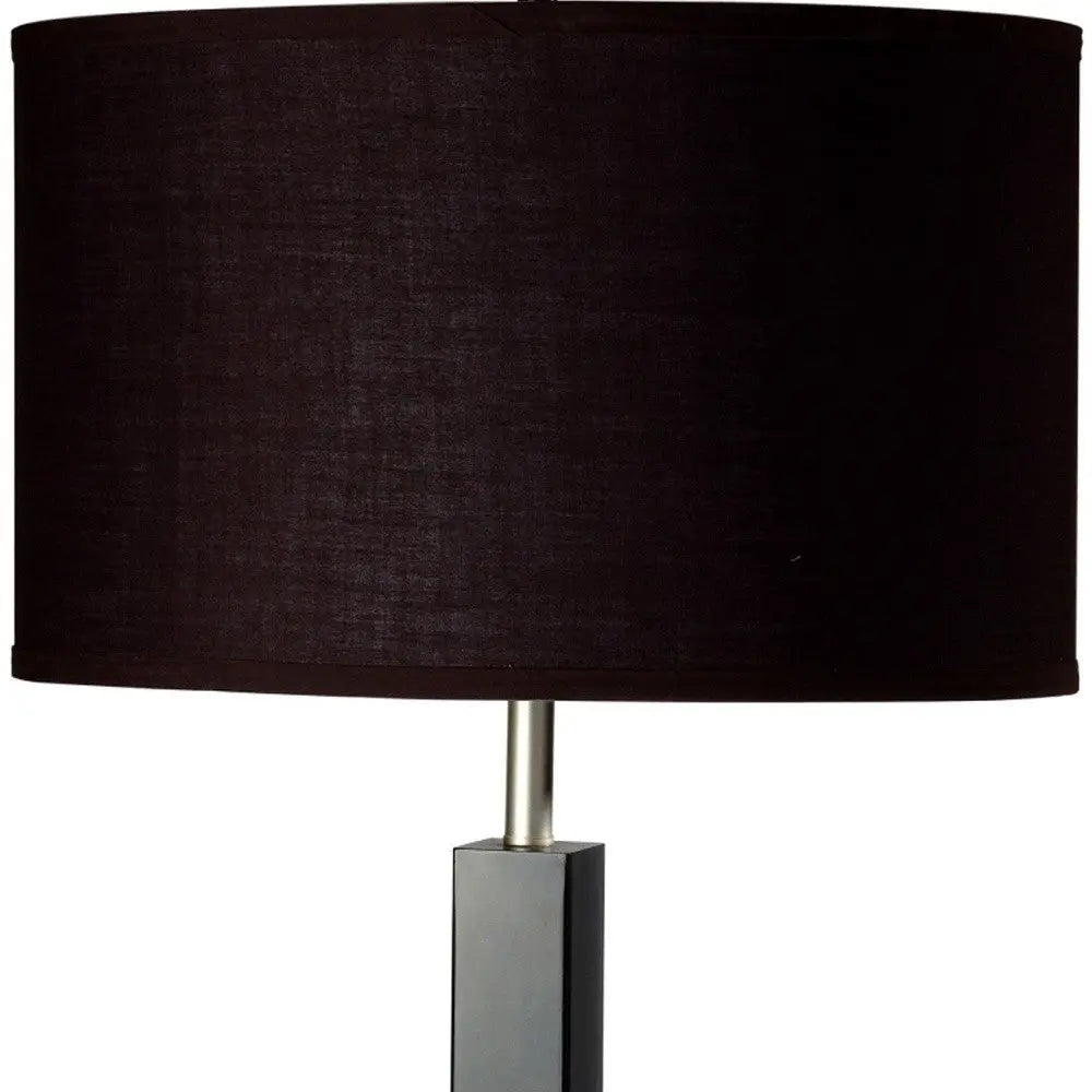 30" Black Polyresin Table Lamp With Brown Classic Drum Shade Homeroots Lighting