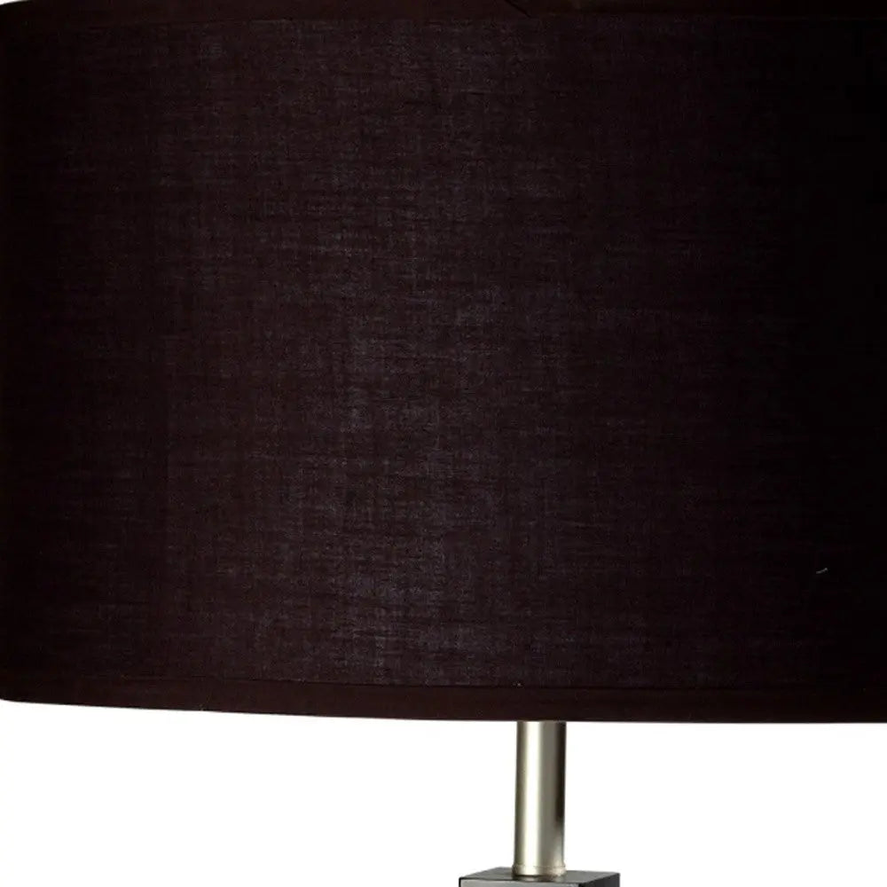 30" Black Polyresin Table Lamp With Brown Classic Drum Shade Homeroots Lighting