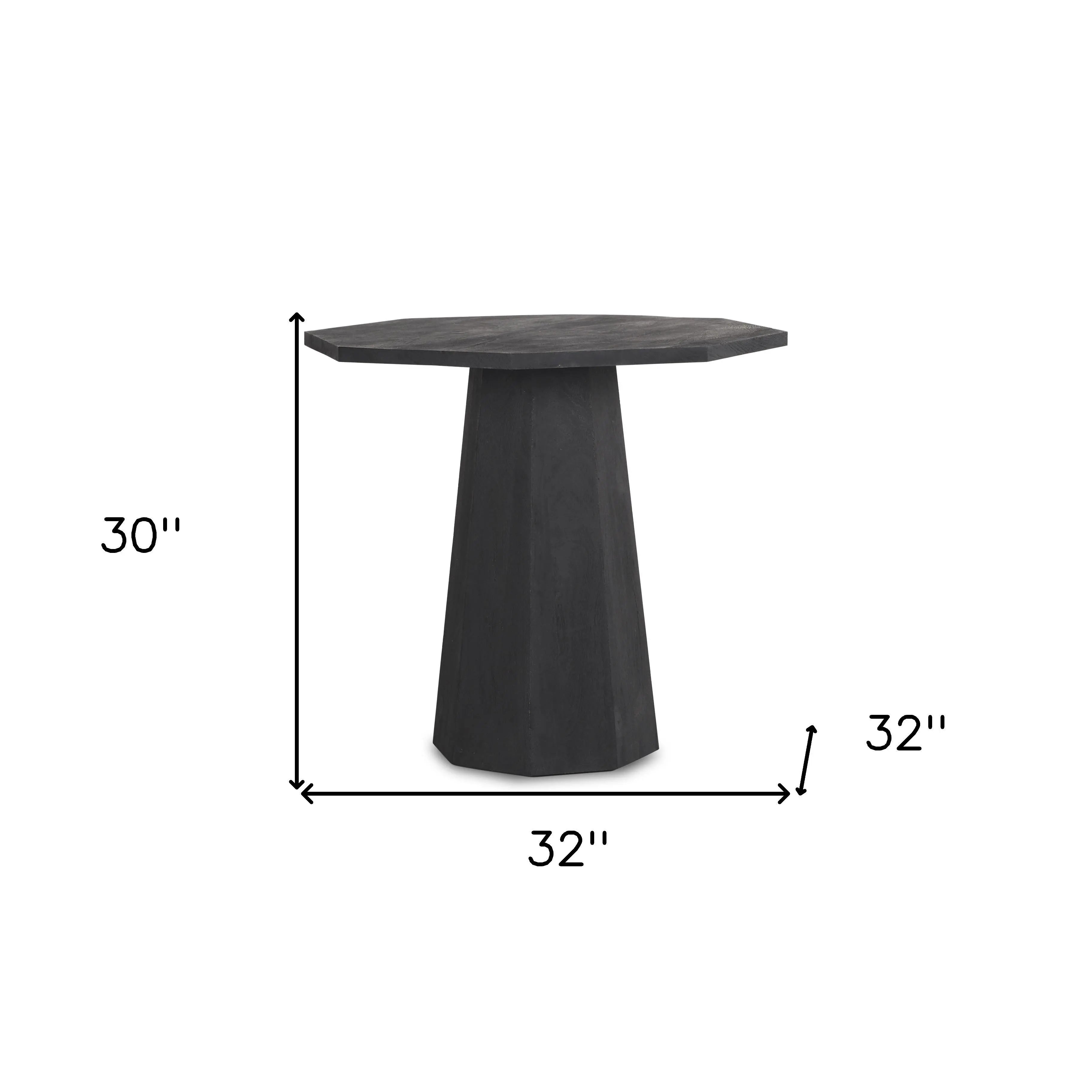 30" Black Solid Wood Hexagonal Pedestal End Table Homeroots Living Room