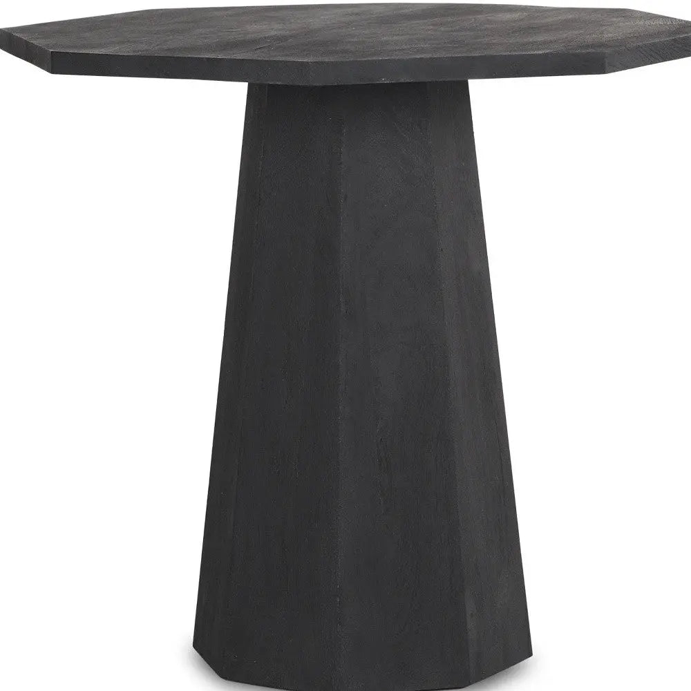 30" Black Solid Wood Hexagonal Pedestal End Table Homeroots Living Room