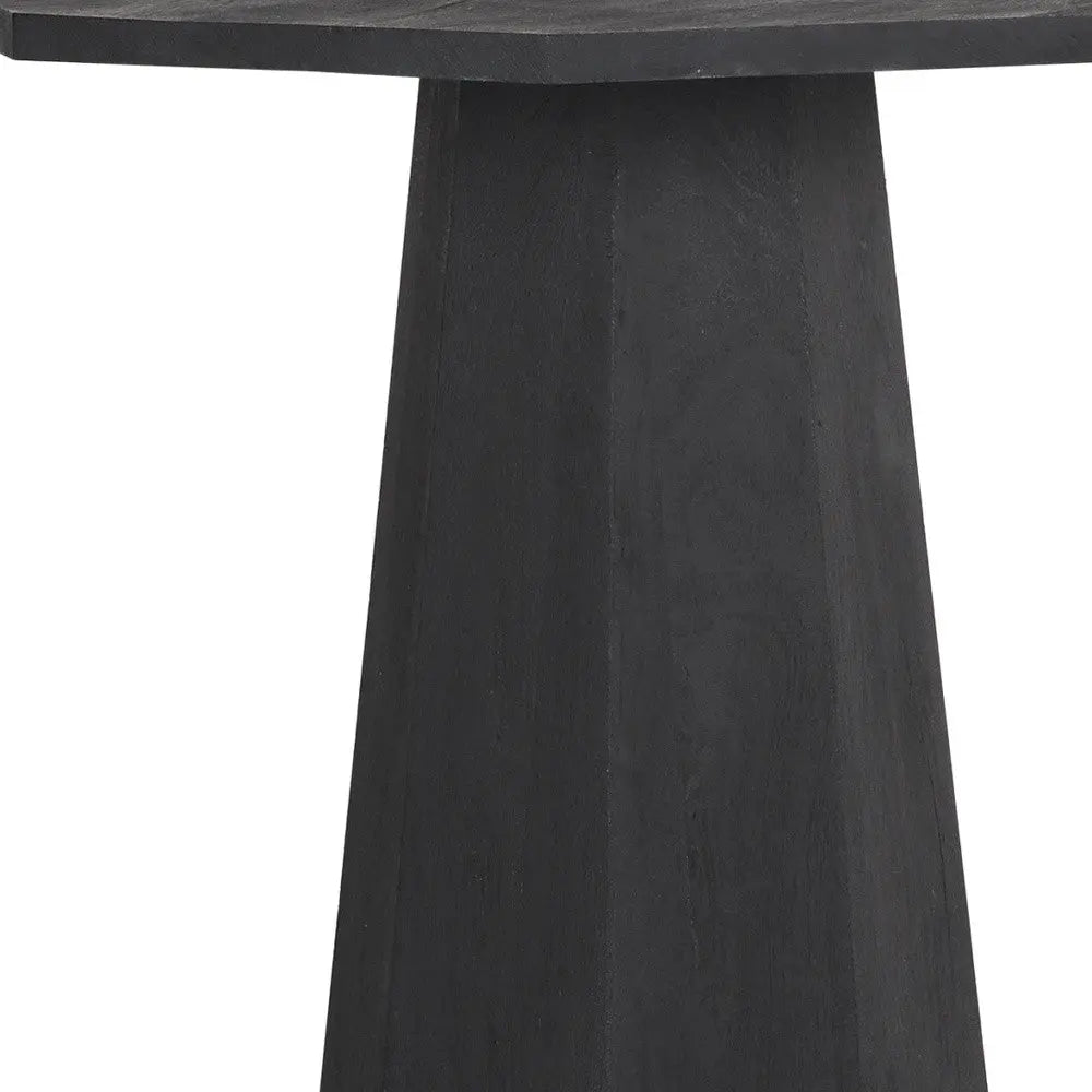 30" Black Solid Wood Hexagonal Pedestal End Table Homeroots Living Room