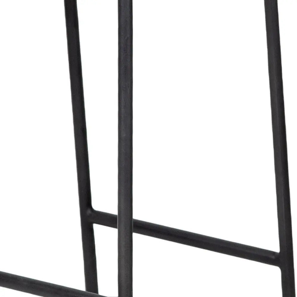 30" Black Solid Wood and Metal Backless Bar Height Bar Chair Homeroots Living Room
