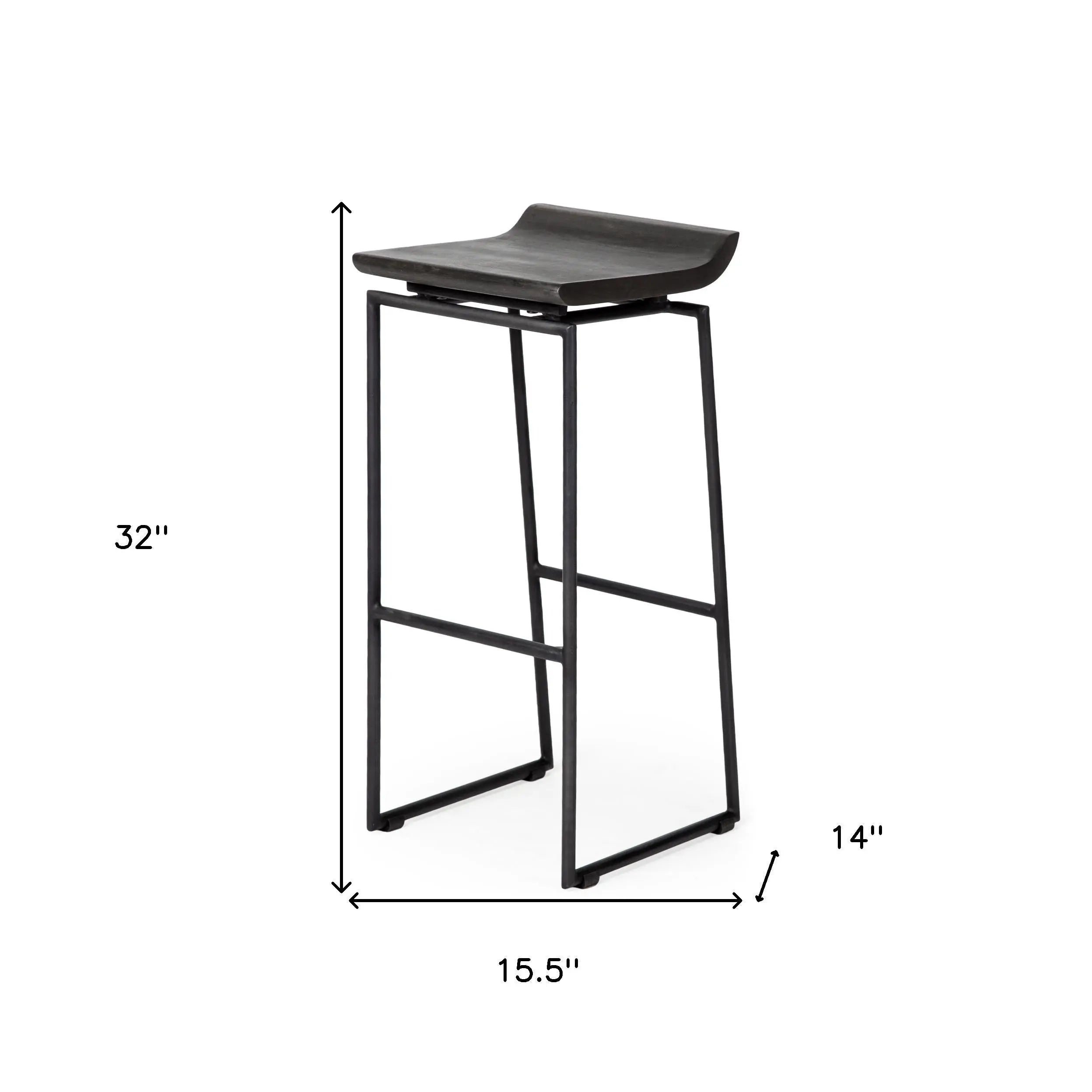 30" Black Solid Wood and Metal Backless Bar Height Bar Chair Homeroots Living Room
