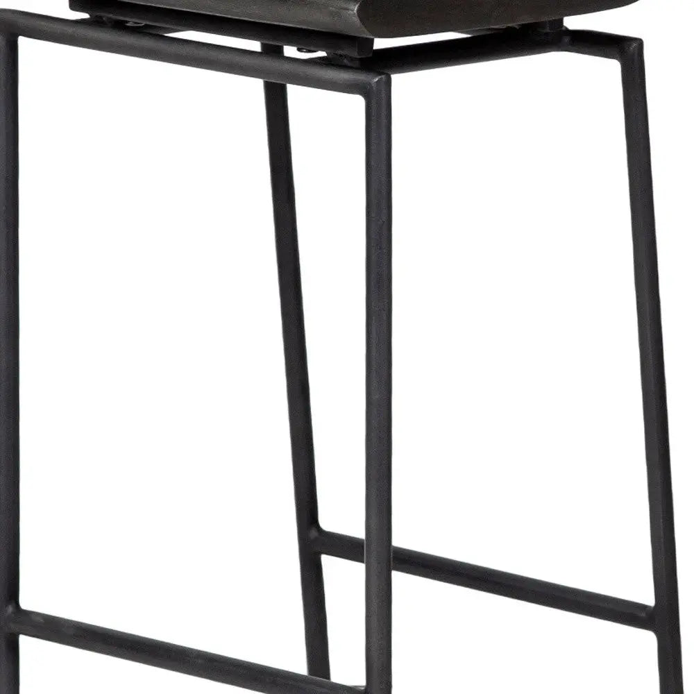 30" Black Solid Wood and Metal Backless Bar Height Bar Chair Homeroots Living Room