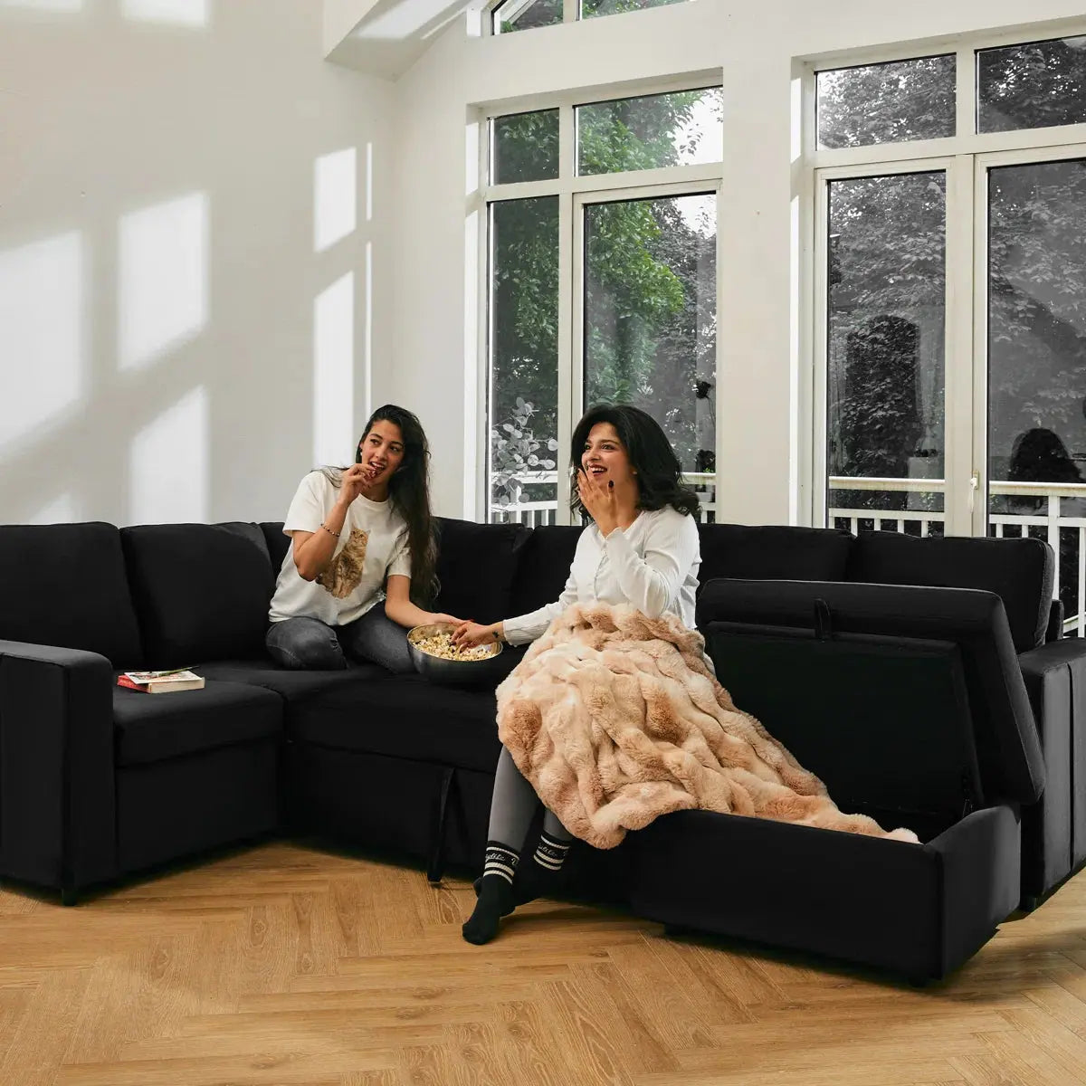 30" Black Velvet Storage Ottoman Homeroots Living Room