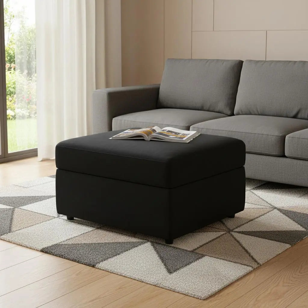 30" Black Velvet Storage Ottoman Homeroots Living Room