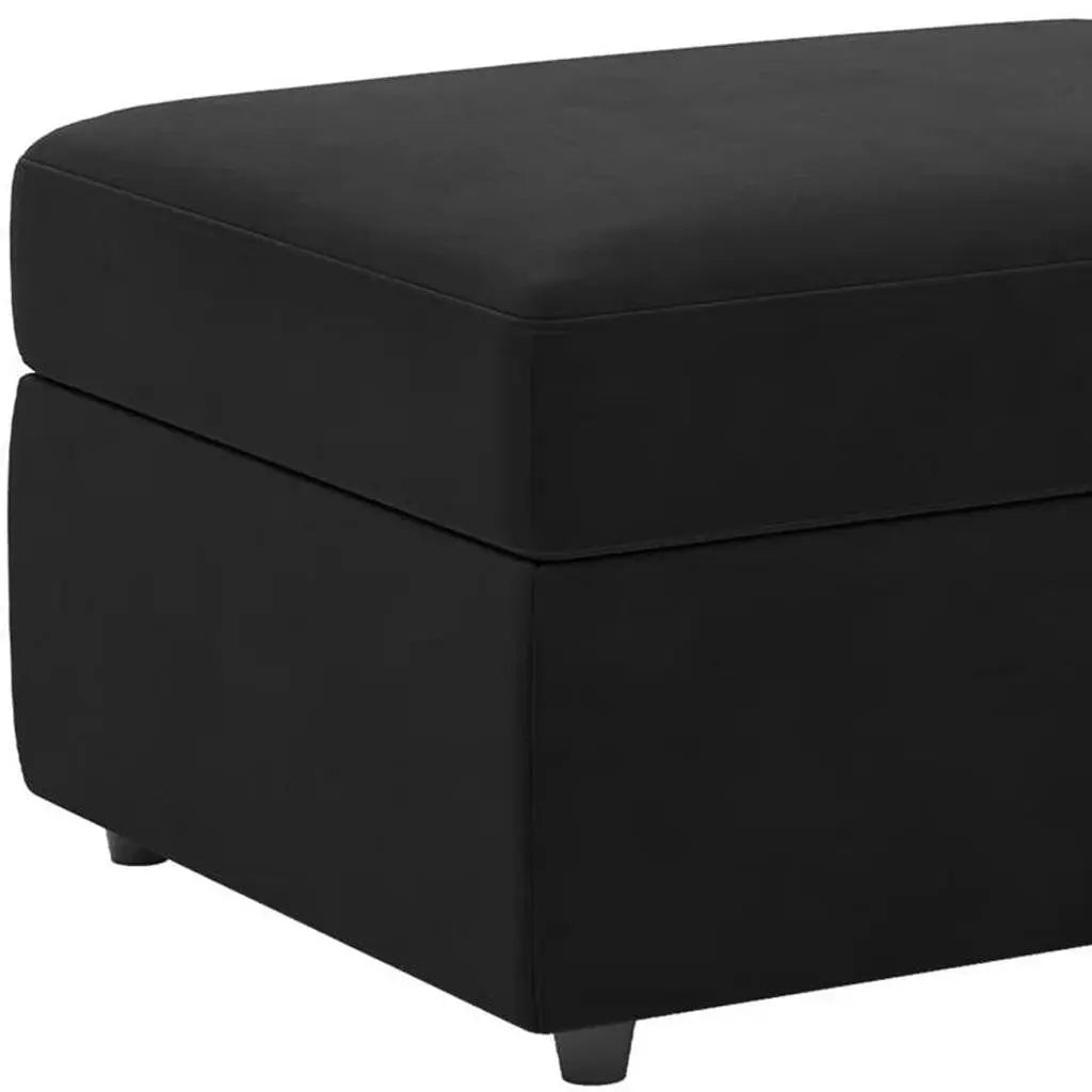 30" Black Velvet Storage Ottoman Homeroots Living Room