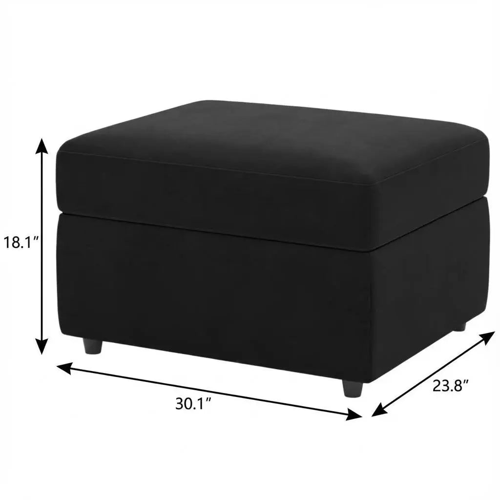 30" Black Velvet Storage Ottoman Homeroots Living Room
