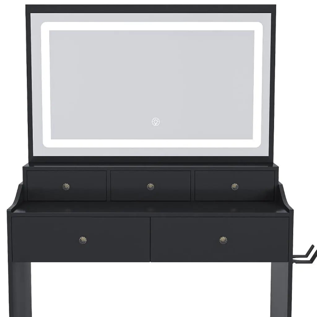 30" Black Wood Mirrored Vanity Table Homeroots Living Room