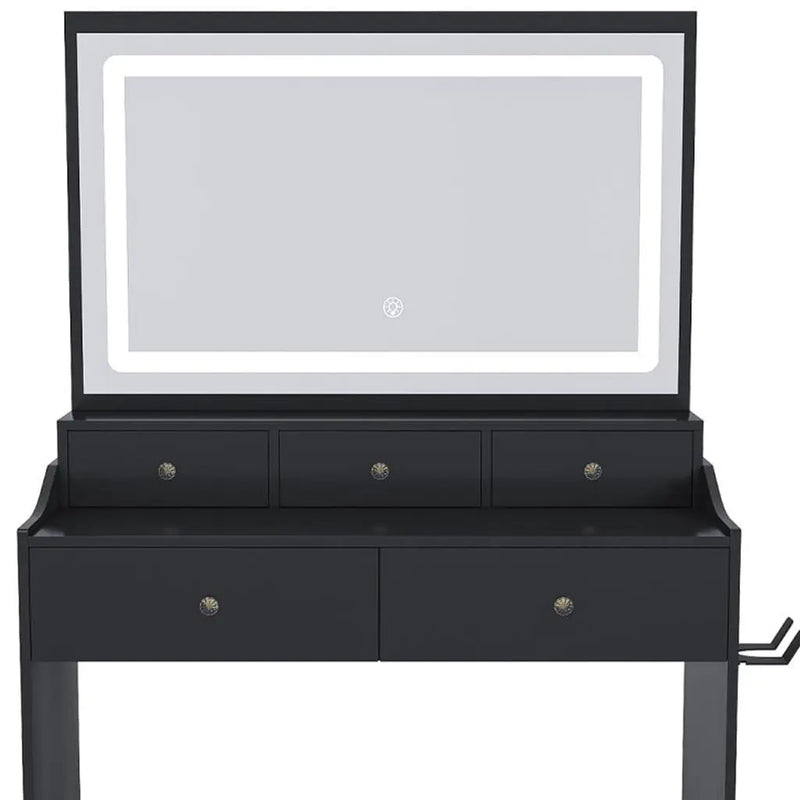 30" Black Wood Mirrored Vanity Table Homeroots Living Room