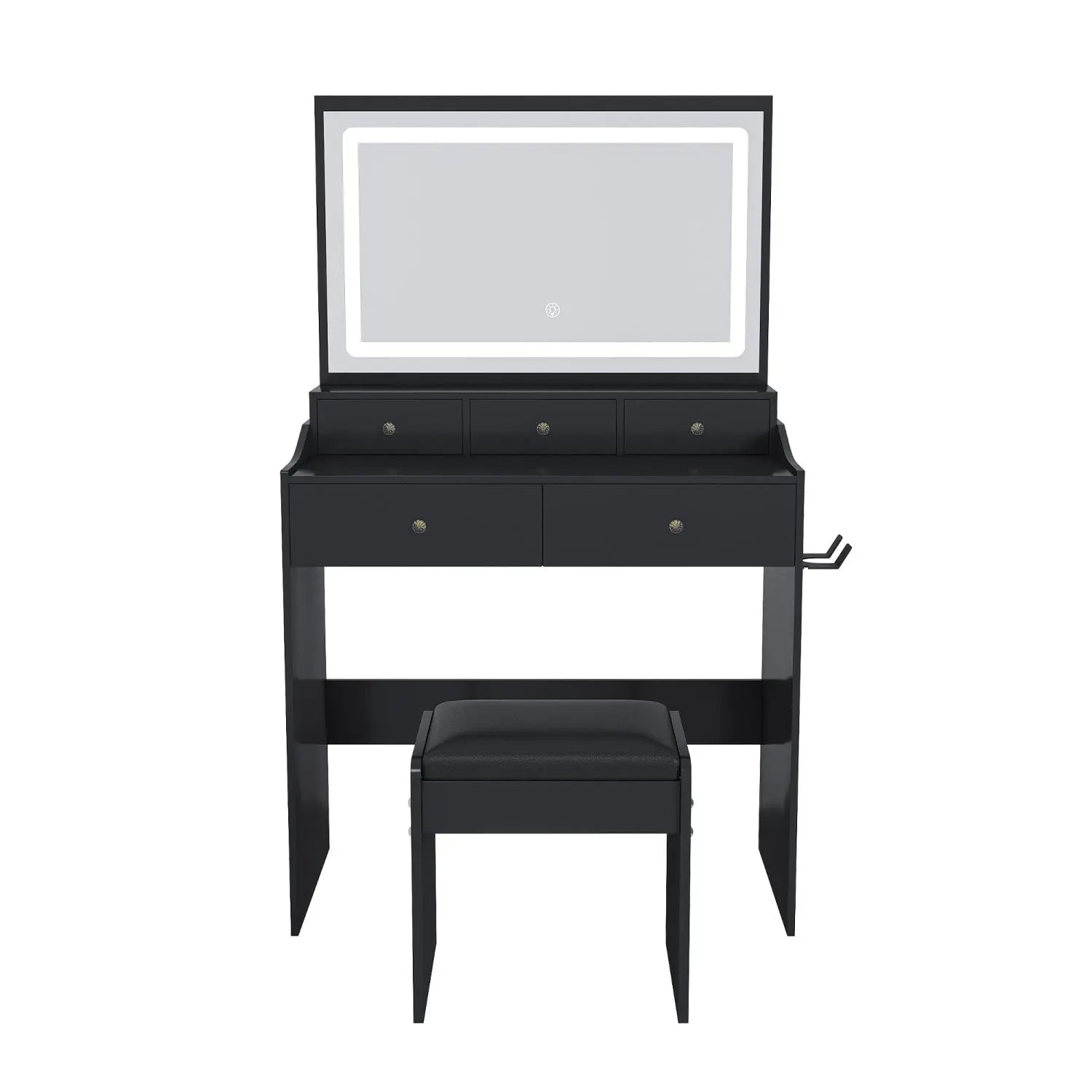 30" Black Wood Mirrored Vanity Table Homeroots Living Room