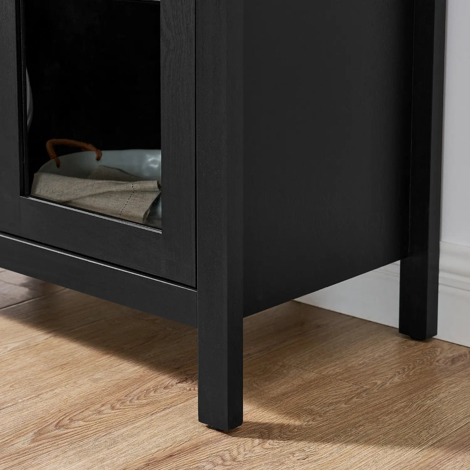 30" Black Wood Oval Accent Cabinet With Two Doors Homeroots Kitchen & Dining