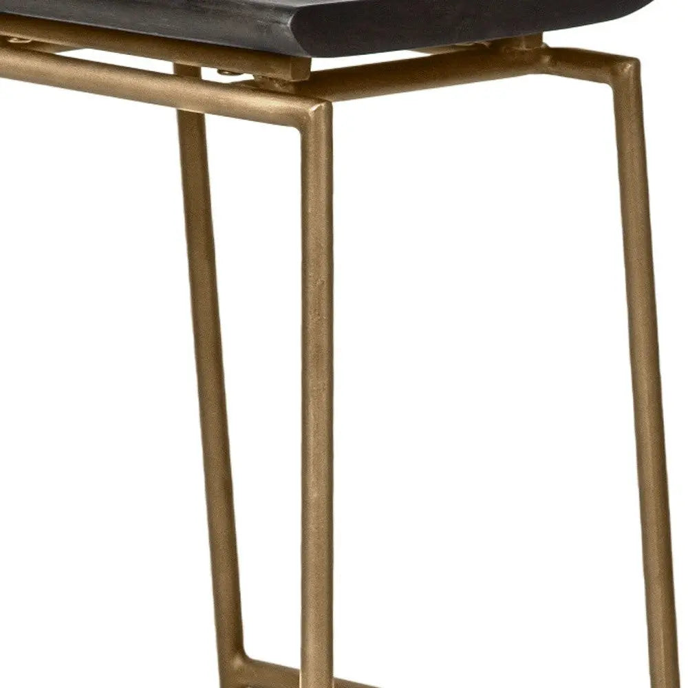 30" Black and Gold Solid Wood and Metal Backless Bar Height Bar Chair Homeroots Living Room