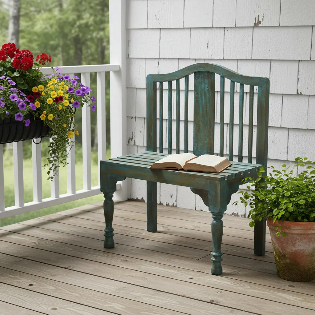 30" Blue Solid Wood Garden Patio Bench Homeroots Outdoor