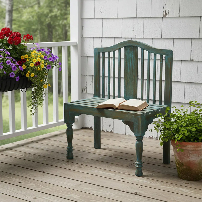 30" Blue Solid Wood Garden Patio Bench Homeroots Outdoor