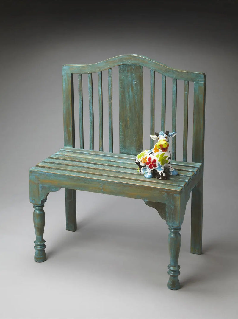 30" Blue Solid Wood Garden Patio Bench Homeroots Outdoor