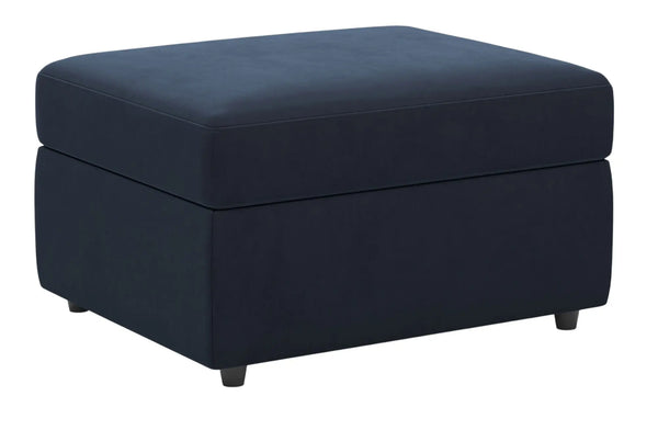 30" Blue and Black Velvet Storage Ottoman Homeroots Living Room