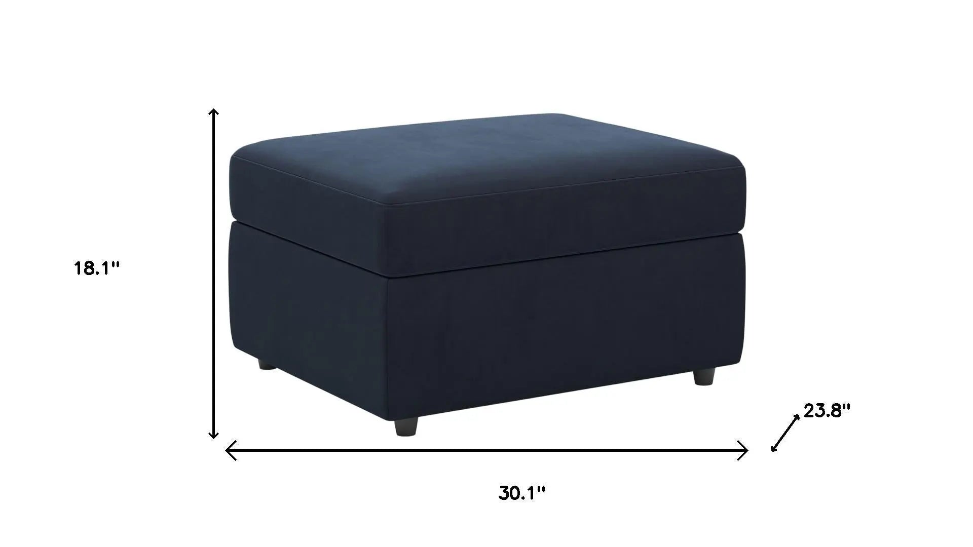 30" Blue and Black Velvet Storage Ottoman Homeroots Living Room