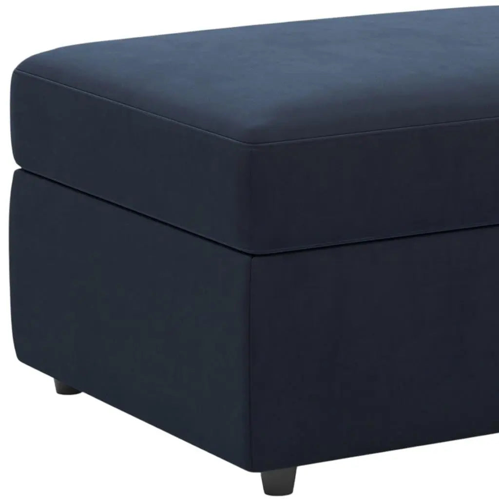 30" Blue and Black Velvet Storage Ottoman Homeroots Living Room