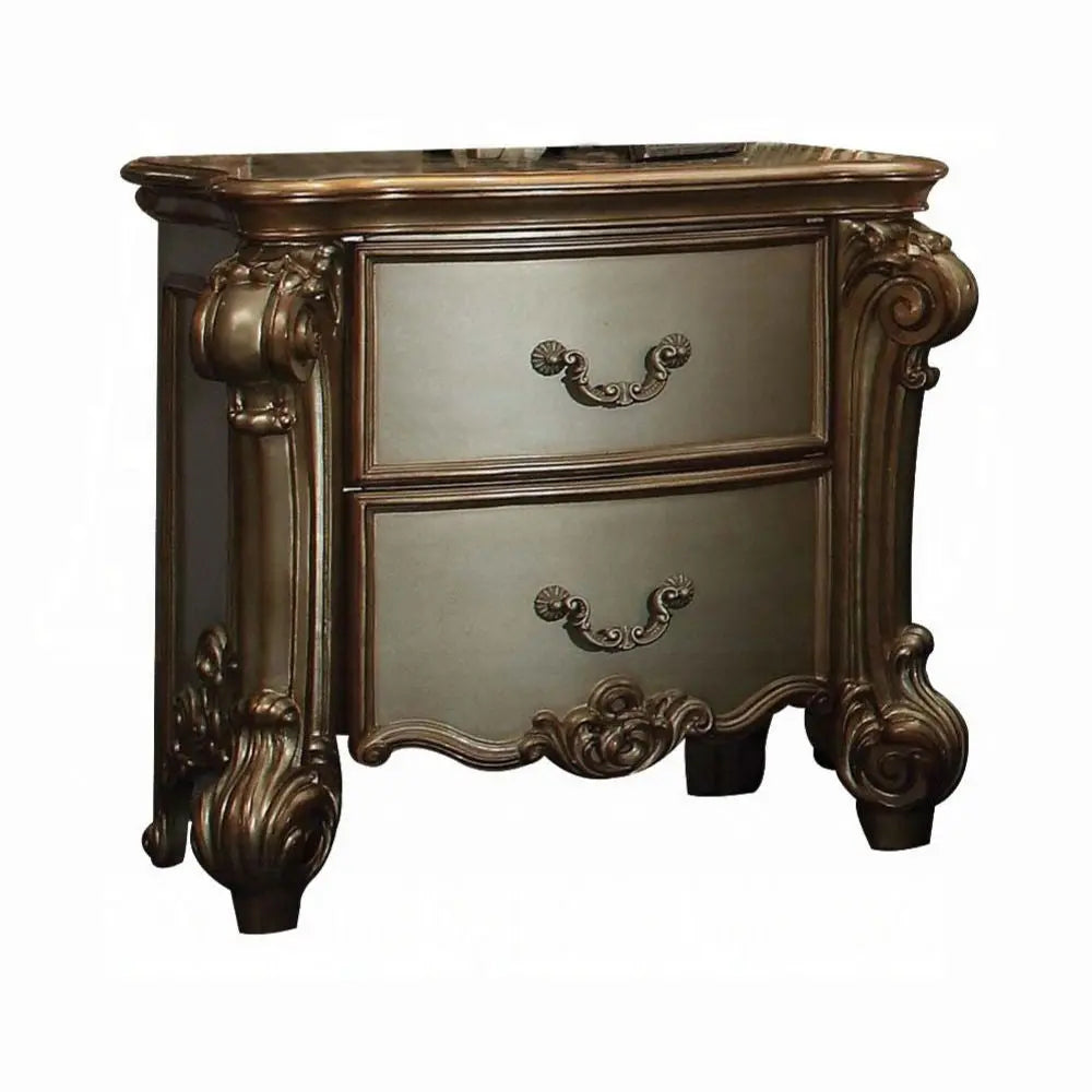30" Bone Wood Two Drawer Nightstand Homeroots Bed & Bath