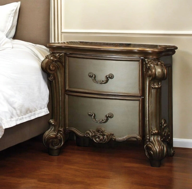 30" Bone Wood Two Drawer Nightstand Homeroots Bed & Bath