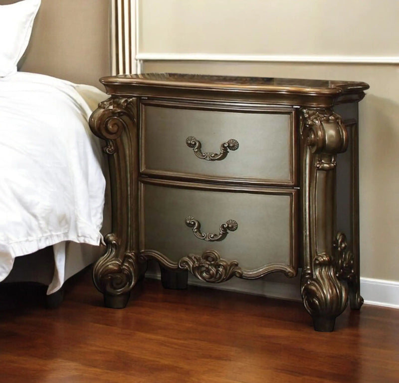 30" Bone Wood Two Drawer Nightstand Homeroots Bed & Bath