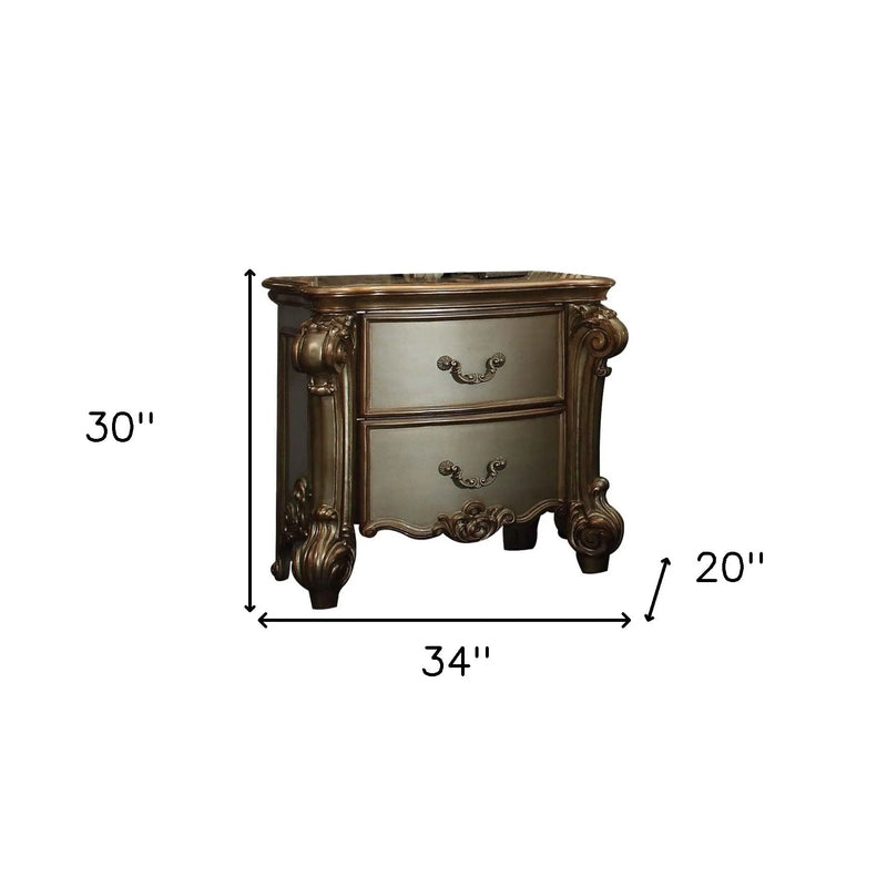 30" Bone Wood Two Drawer Nightstand Homeroots Bed & Bath