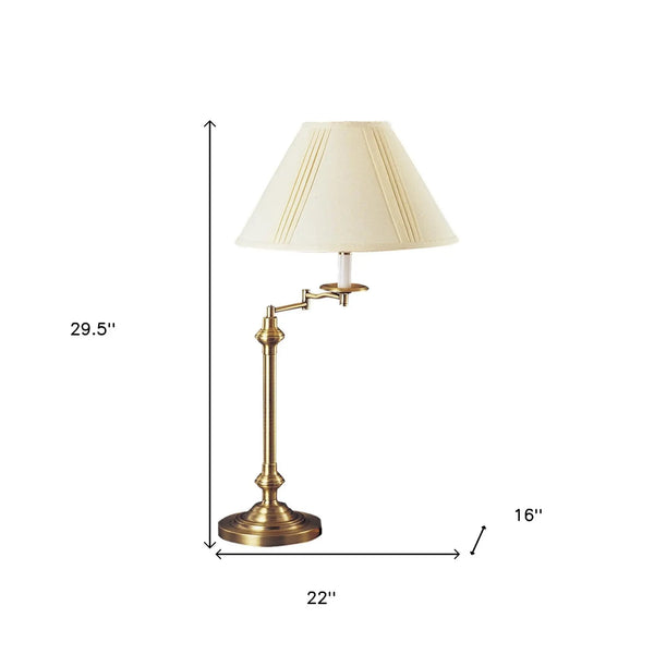 30" Bronze Metal Swing Arm Table Lamp With Off White Empire Shade Homeroots Lighting