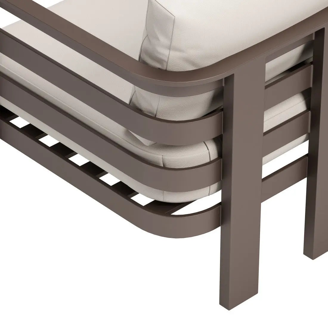 30" Brown Aluminum Outdoor Arm Chair with White Cushion Homeroots Outdoor