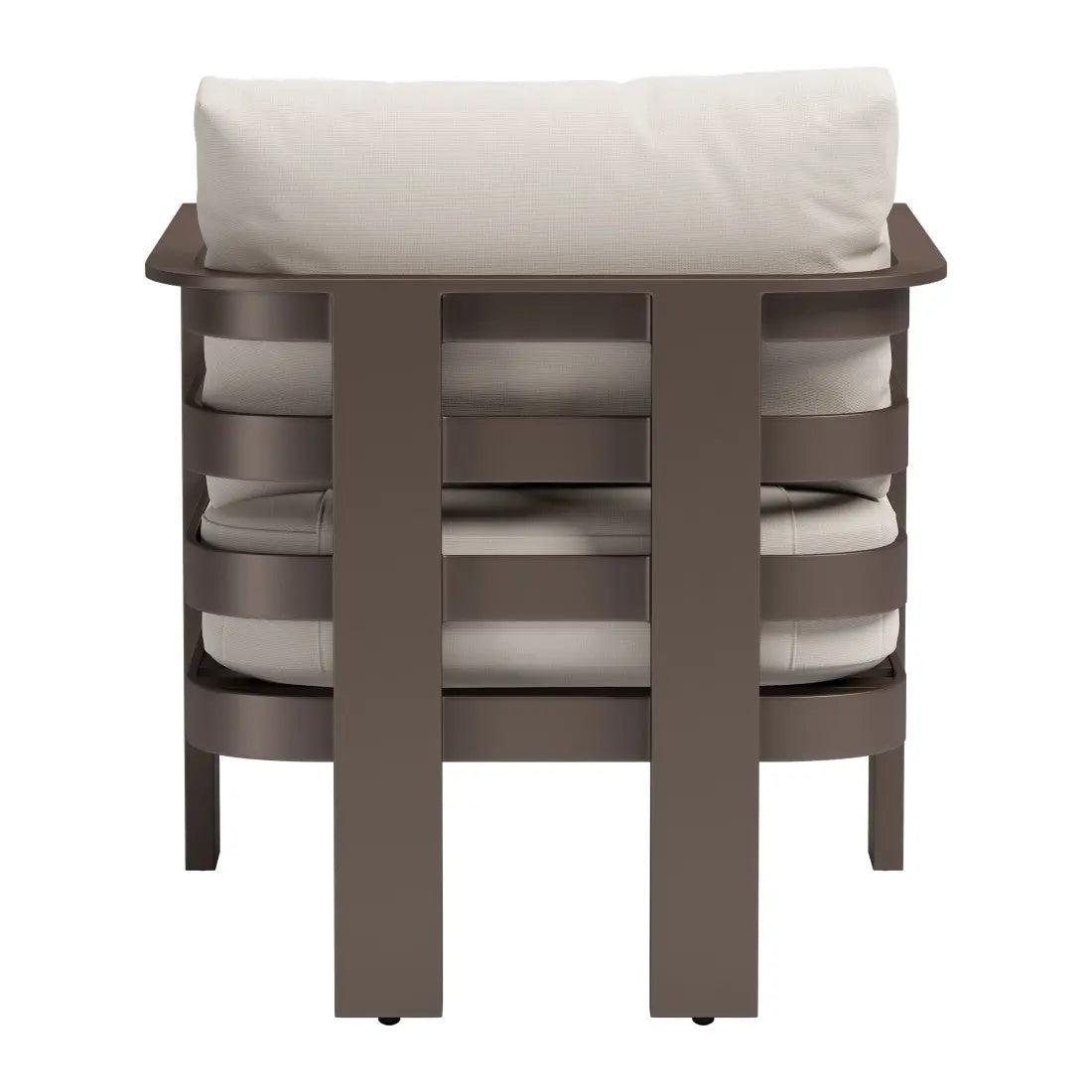 30" Brown Aluminum Outdoor Arm Chair with White Cushion Homeroots Outdoor