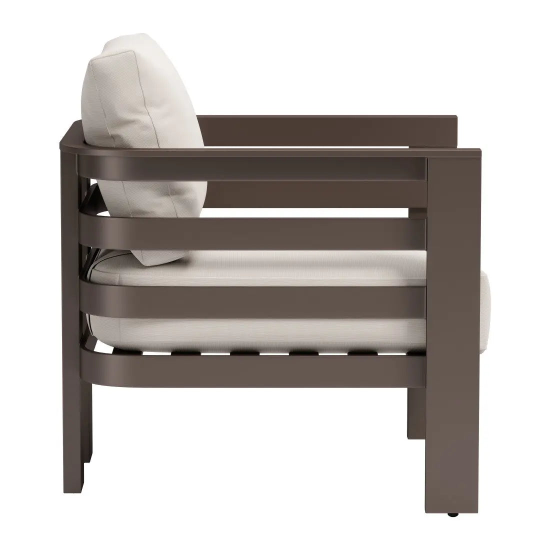 30" Brown Aluminum Outdoor Arm Chair with White Cushion Homeroots Outdoor