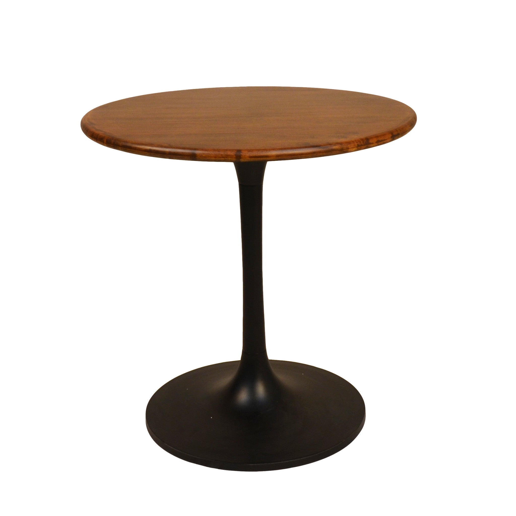 30" Brown And Black Rounded Solid Wood And Iron Pedestal Base Dining Table Homeroots Kitchen & Dining