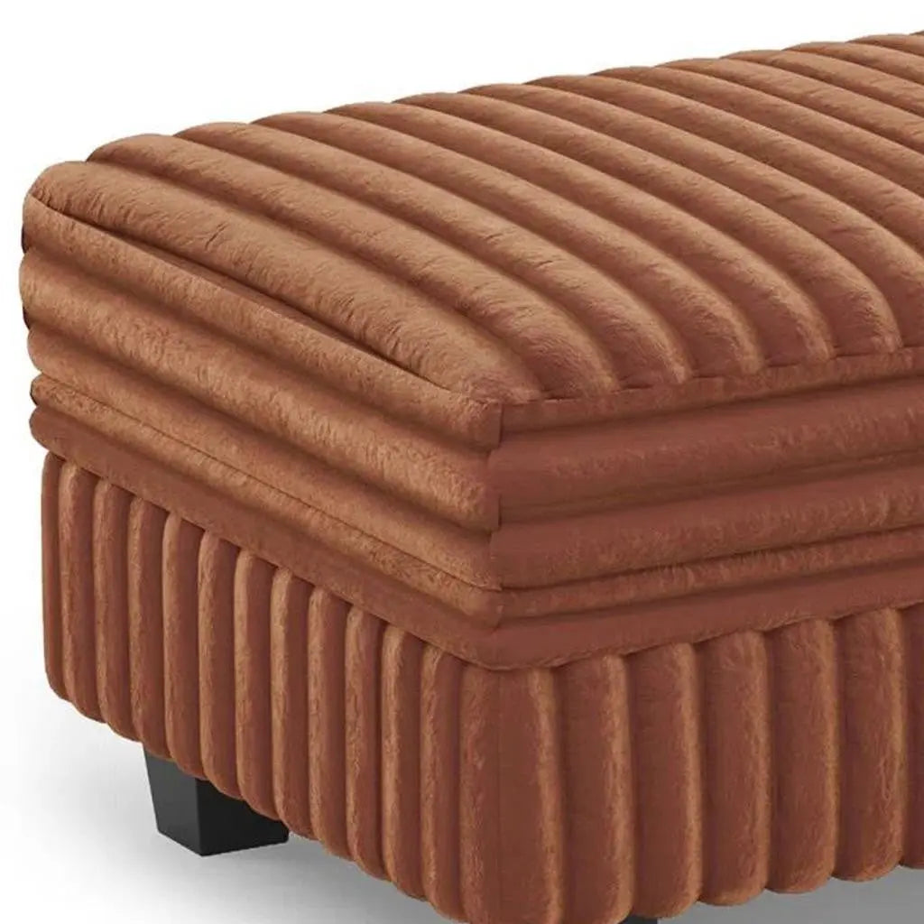 30" Brown and Black Faux Fur Storage Ottoman Homeroots Living Room