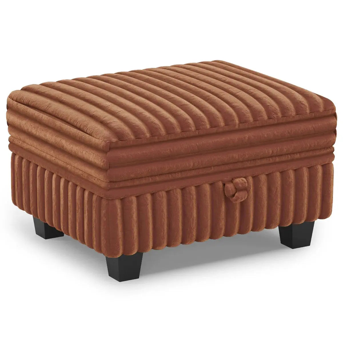 30" Brown and Black Faux Fur Storage Ottoman Homeroots Living Room