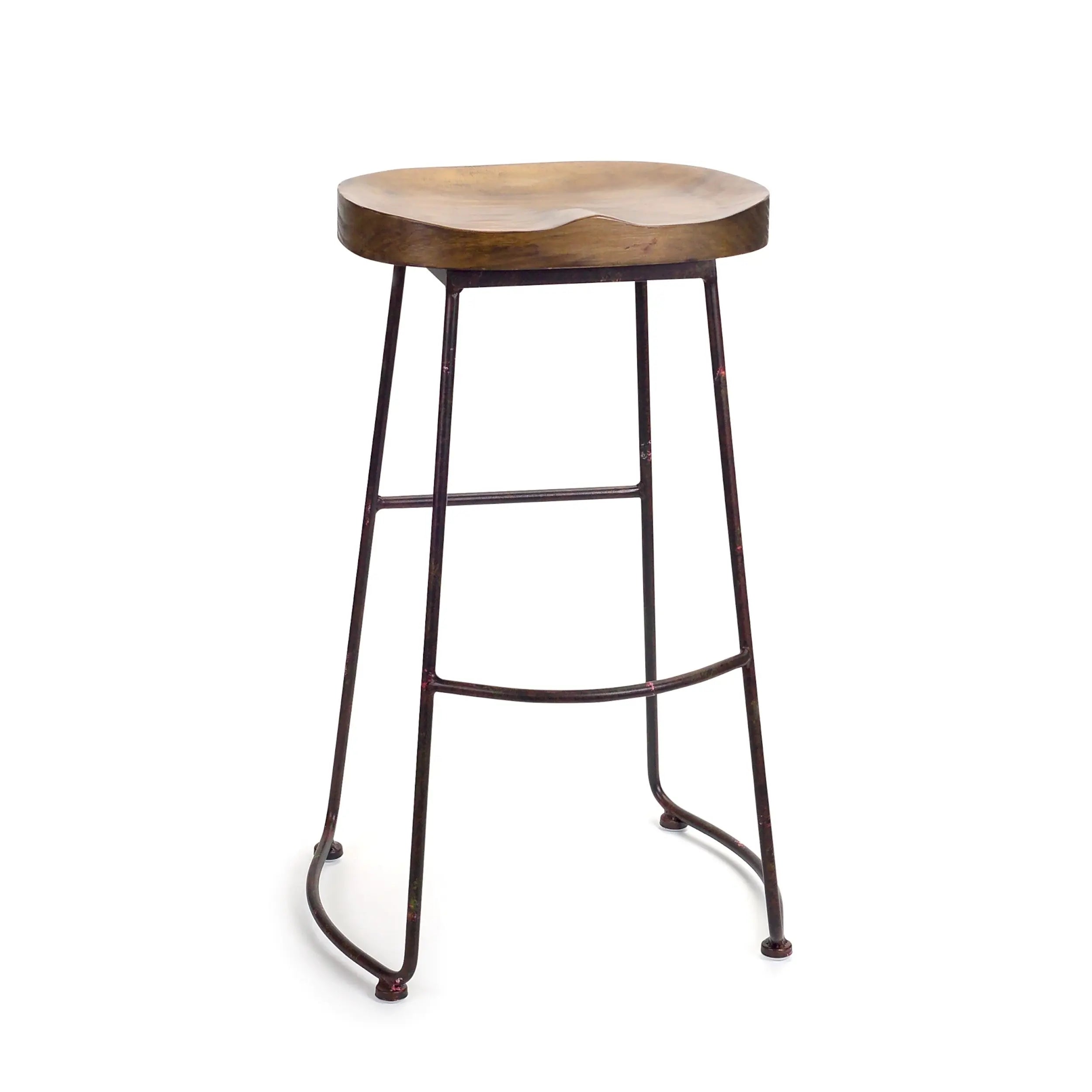 30" Brown and Black Wood and Steel Bar Height Bar Chair Homeroots Living Room