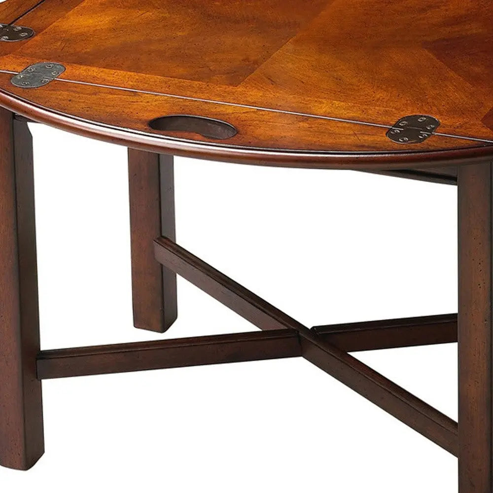 30" Brown and Dark Brown Wood Oval Coffee Table Homeroots Living Room