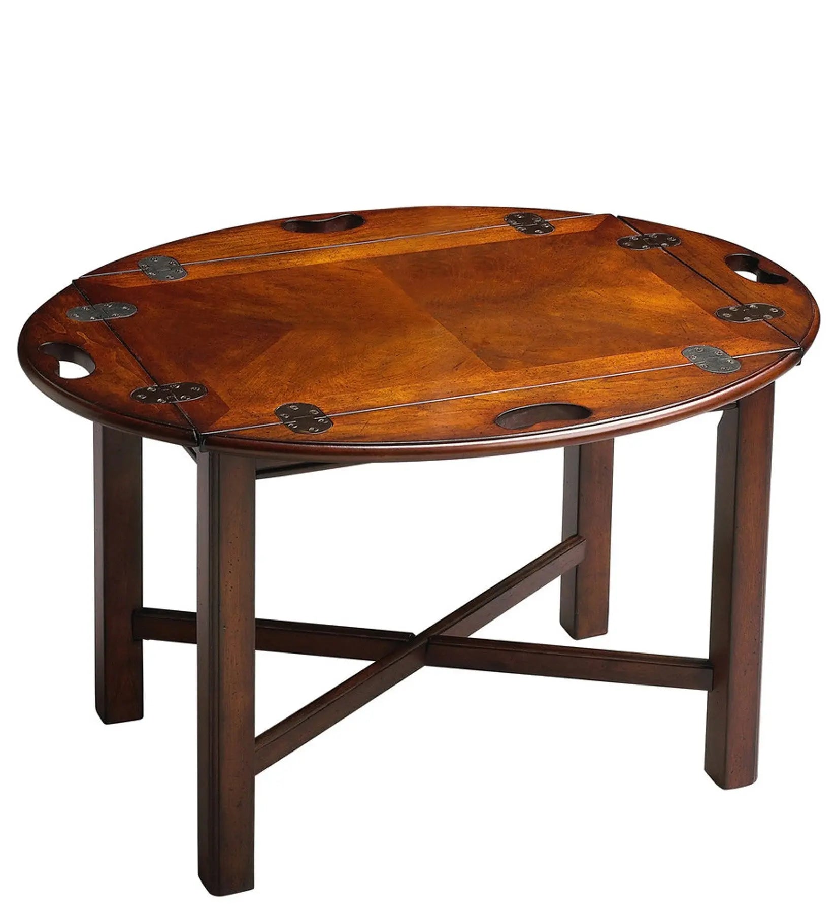 30" Brown and Dark Brown Wood Oval Coffee Table Homeroots Living Room