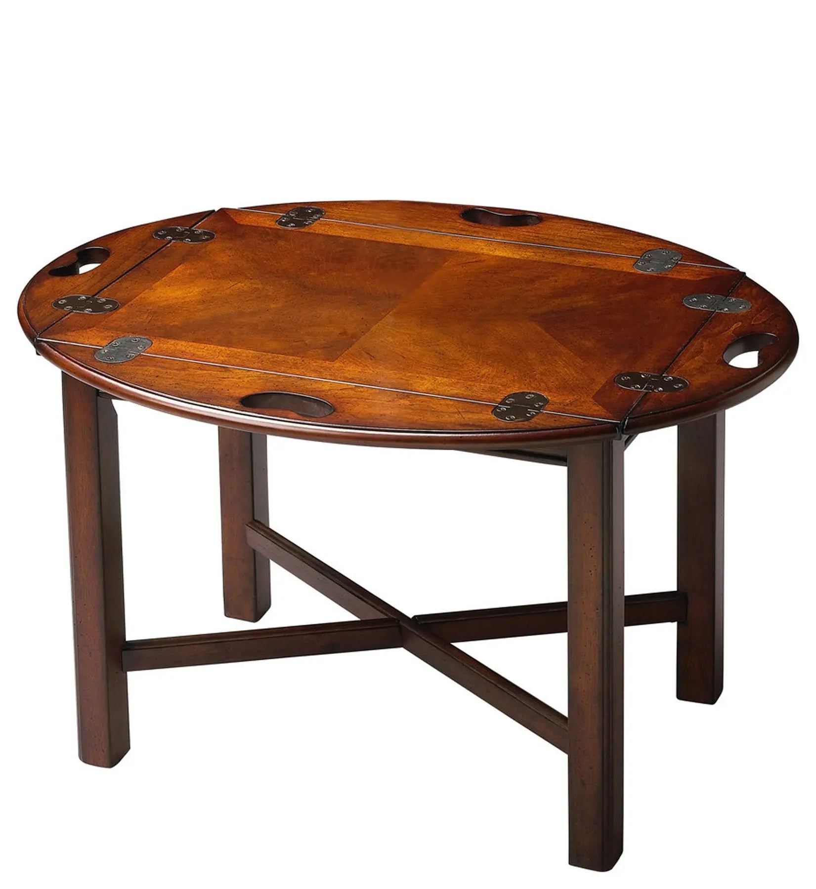 30" Brown and Dark Brown Wood Oval Coffee Table Homeroots Living Room
