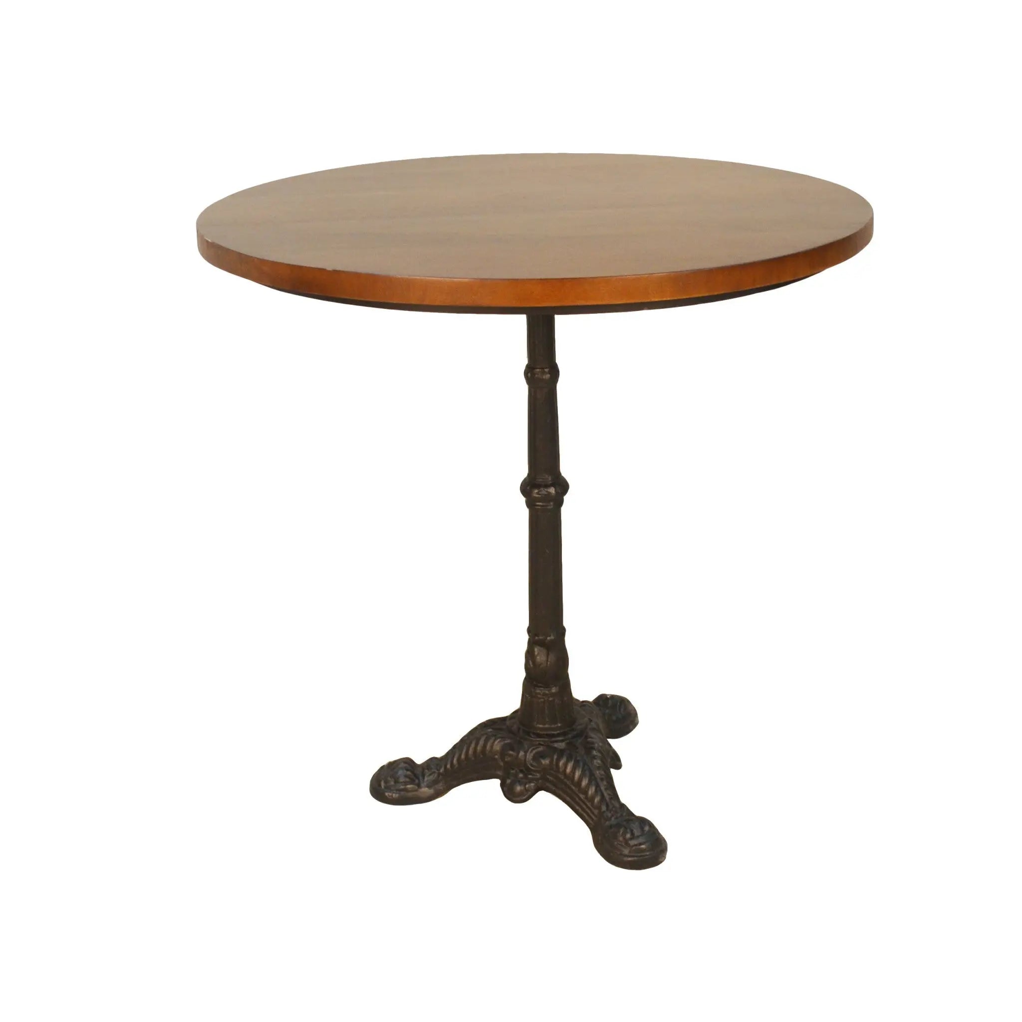 30" Chestnut And Black Rounded Solid Wood And Iron Pedestal Base Dining Table Homeroots Living Room