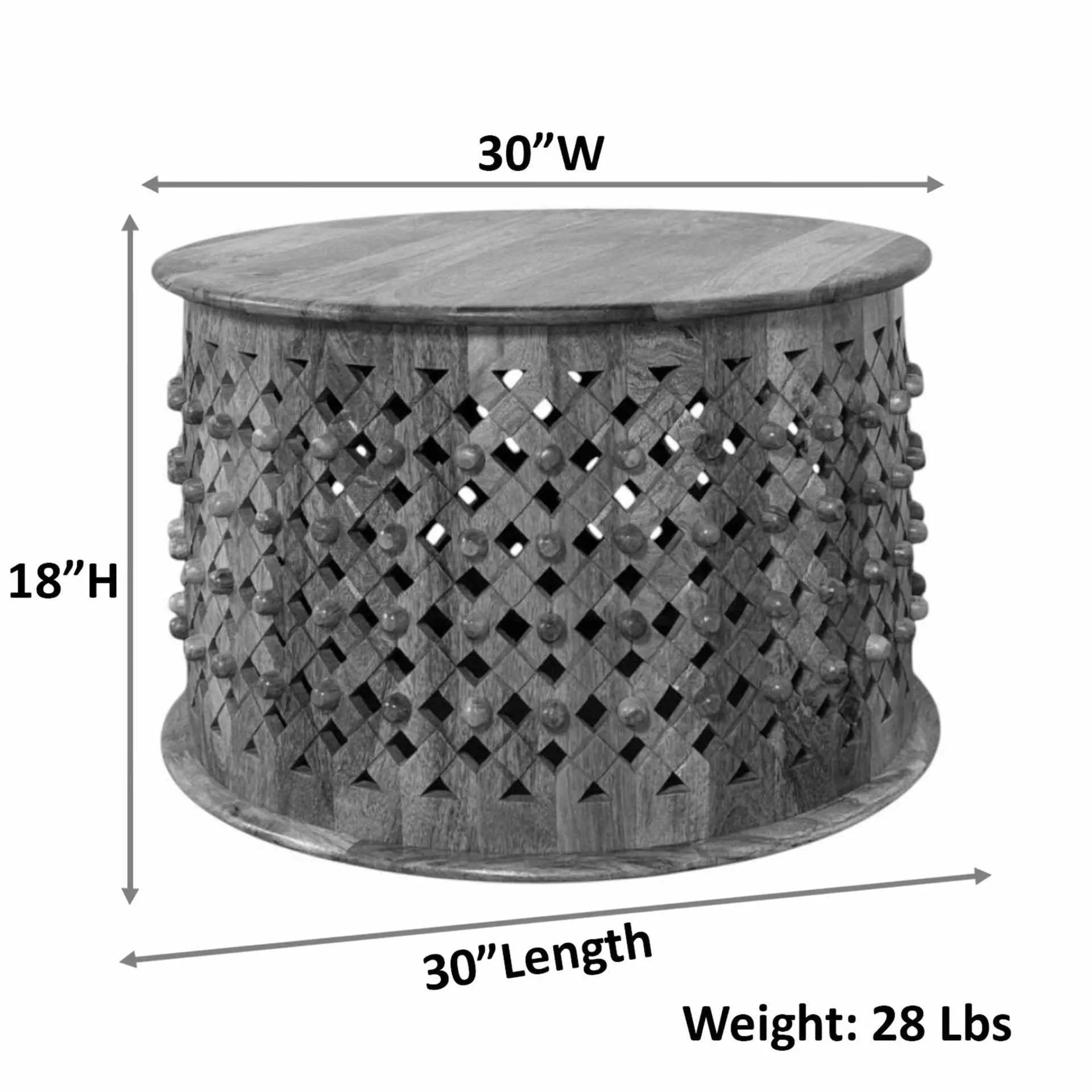 30" Chestnut Solid Wood Round Solid Drum Coffee Table Homeroots Living Room