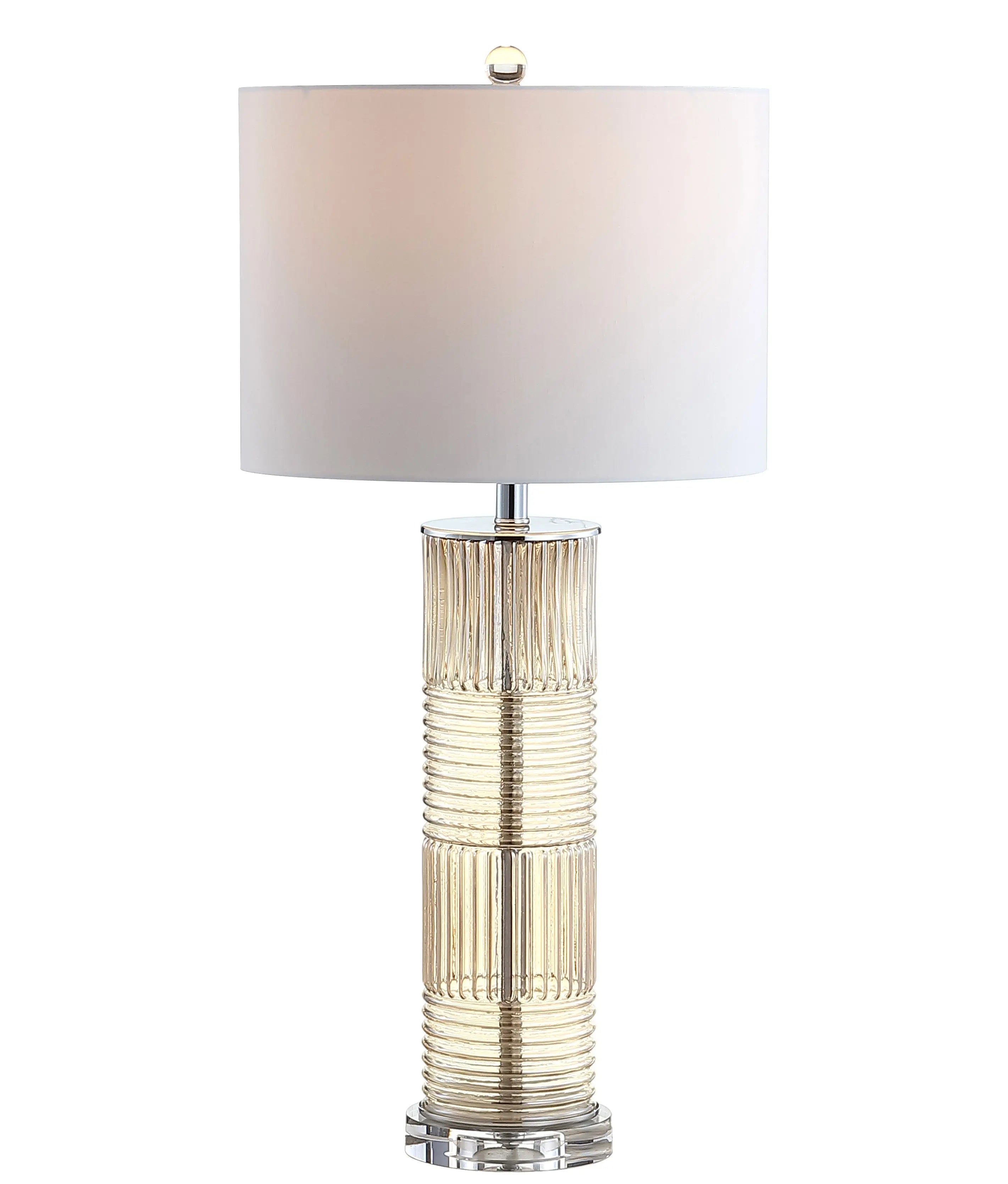 30" Clear Table Lamp With Drum Shade Homeroots Lighting