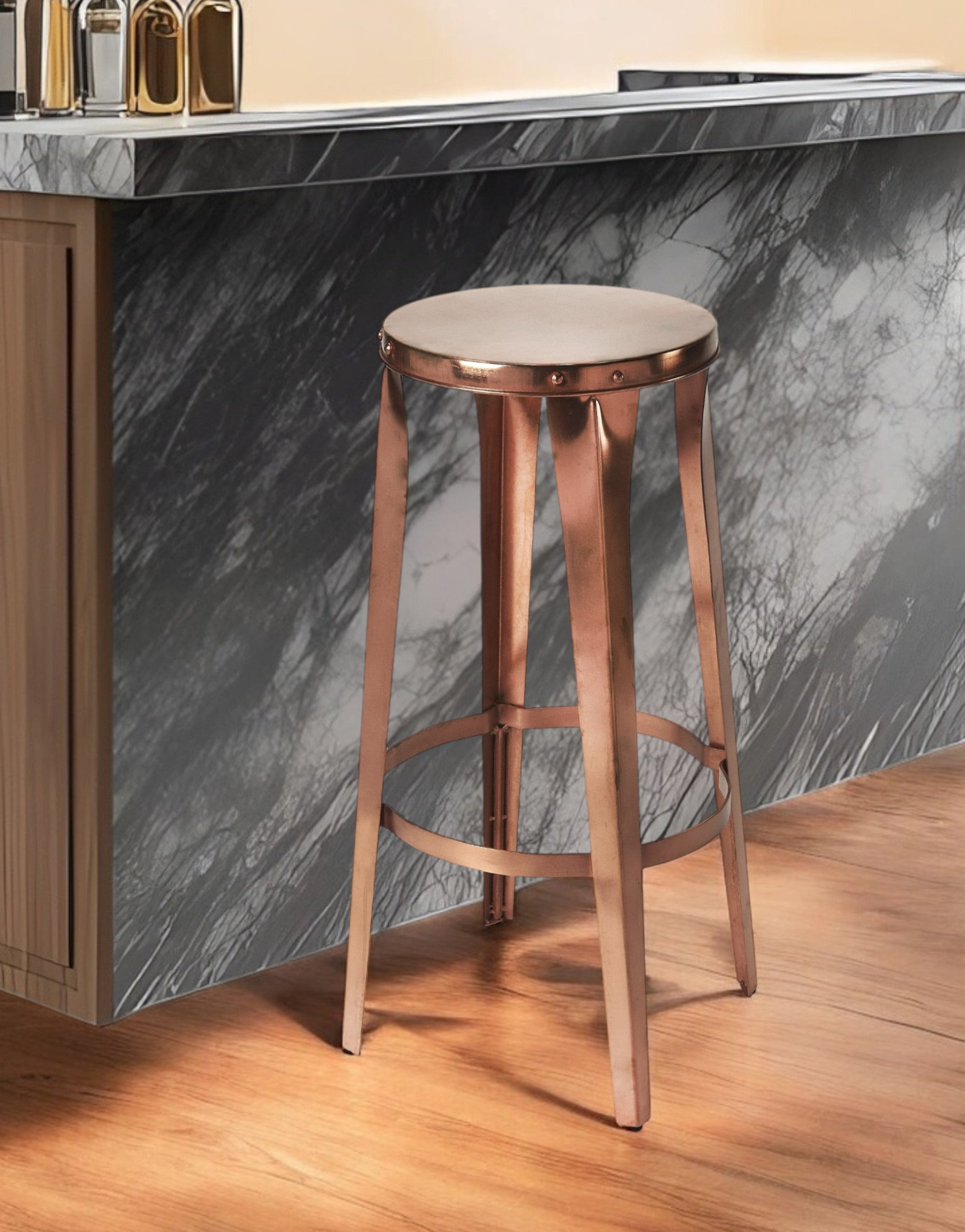 30" Copper Iron Backless Bar Height Bar Chair - GreatEagleInc