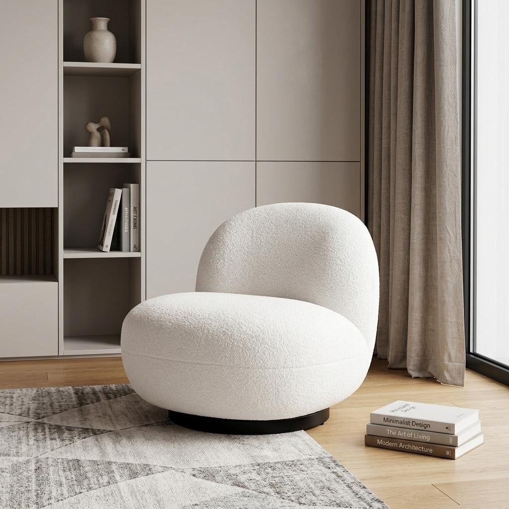 30" Cream And Black Faux Shearling And Upholstered Slipper Chair Homeroots Living Room