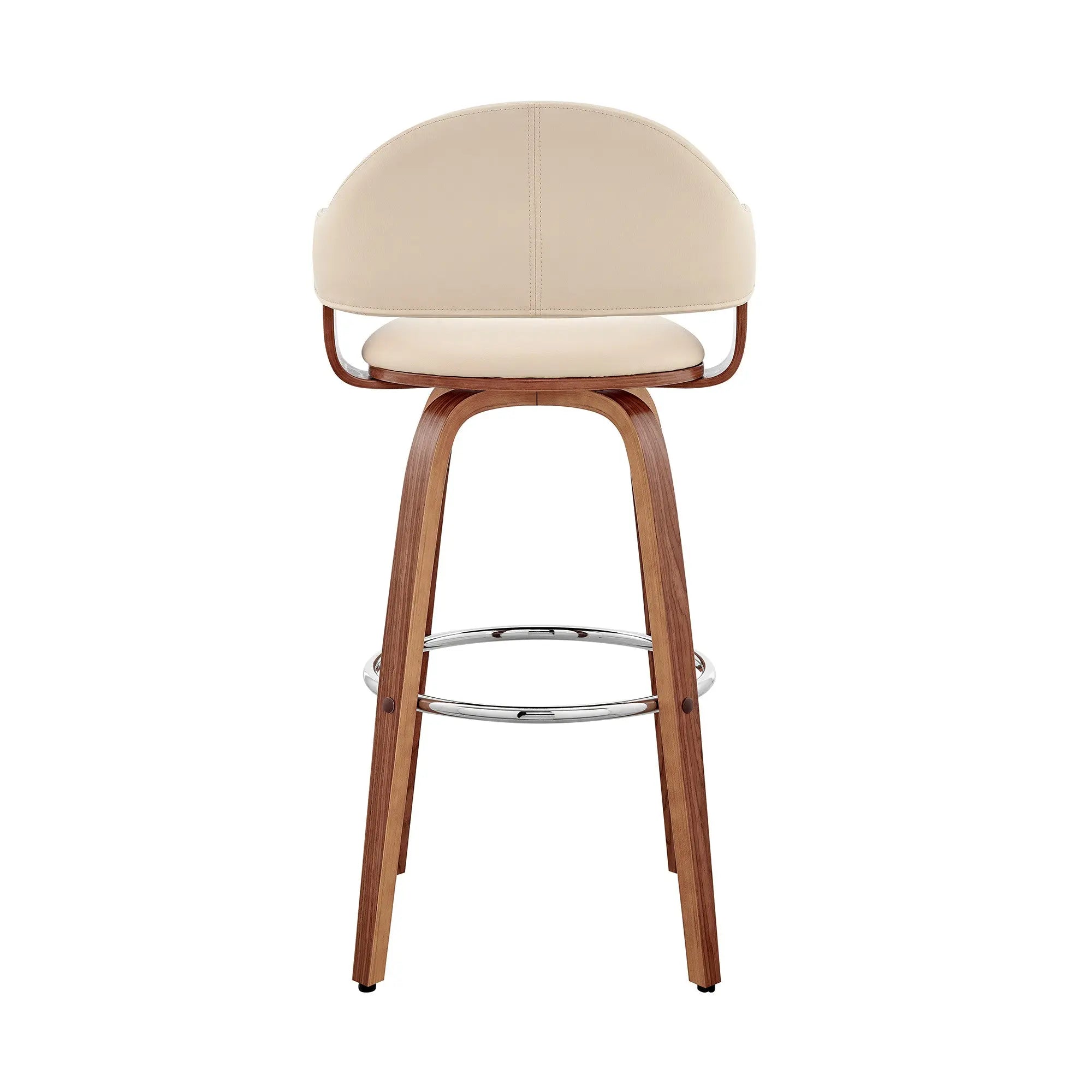 30" Cream and Brown Fabric Low Back Bar Height Swivel Bar Chair Homeroots Living Room