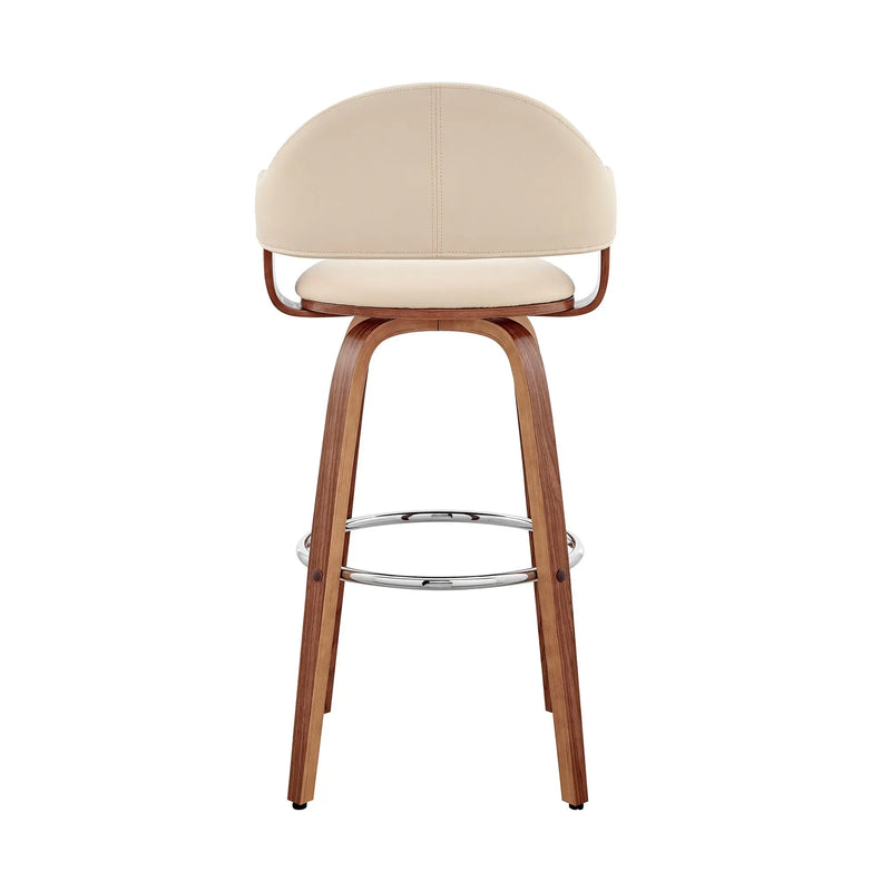 30" Cream and Brown Fabric Low Back Bar Height Swivel Bar Chair Homeroots Living Room