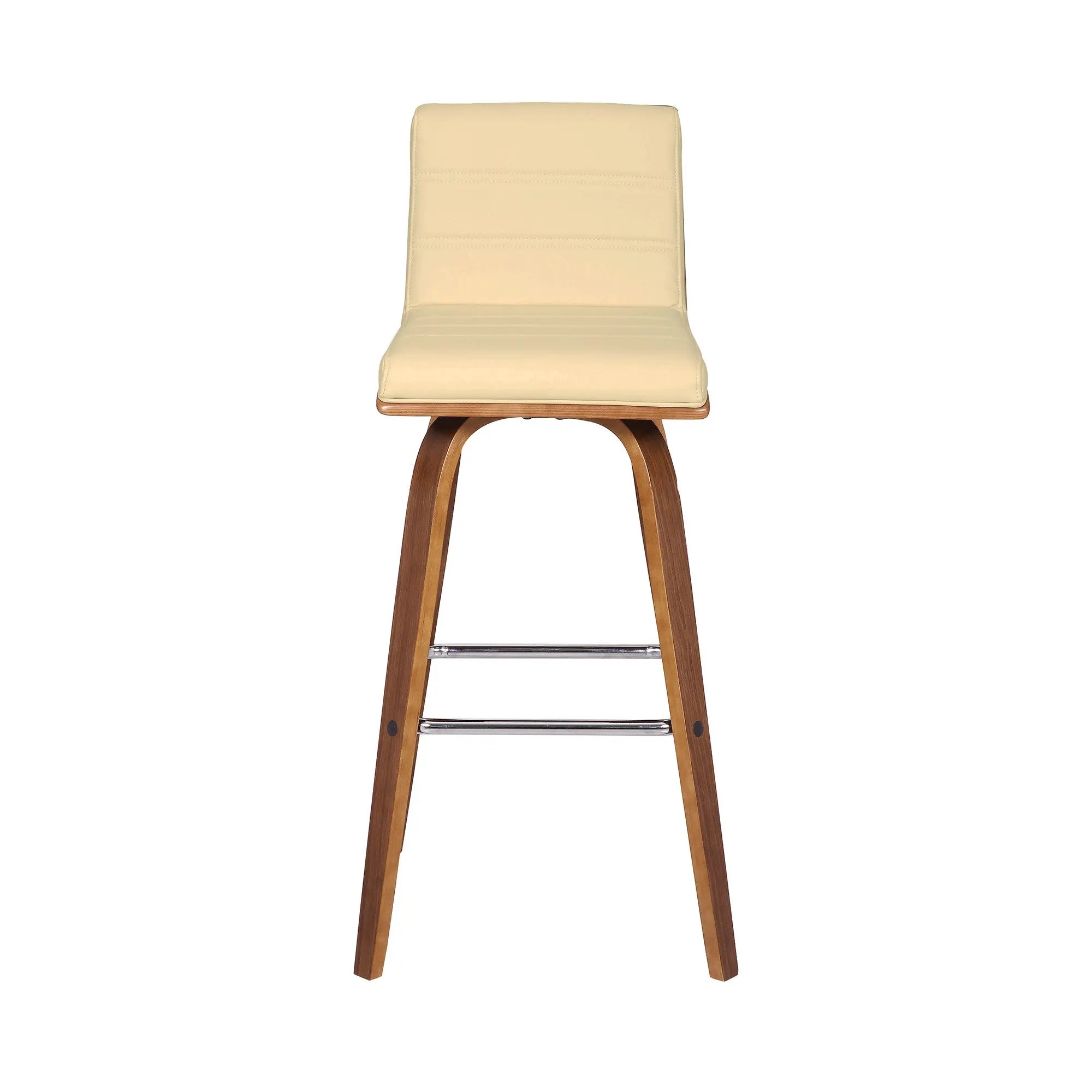 30" Cream and Brown Fabric and Iron Low Back Bar Height Swivel Bar Chair - GreatEagleInc